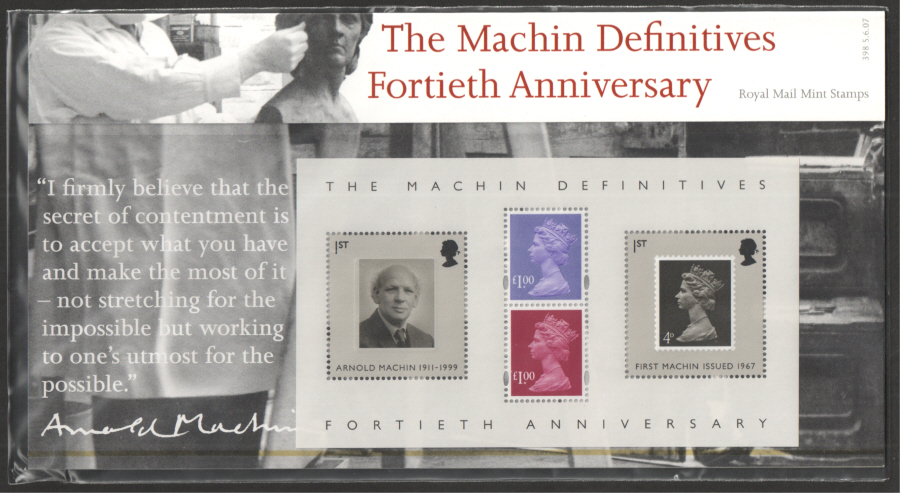 (image for) 2007 Machin 40th Anniversary Presentation Pack 398